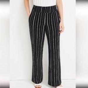Maurices Black with White Stripes Linen Wide Leg Pants - L